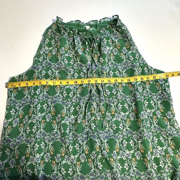 Max Studio Green Floral Top Womens Size 1X Ruffled Keyhole Career Casual Top - Picture 8 of 9